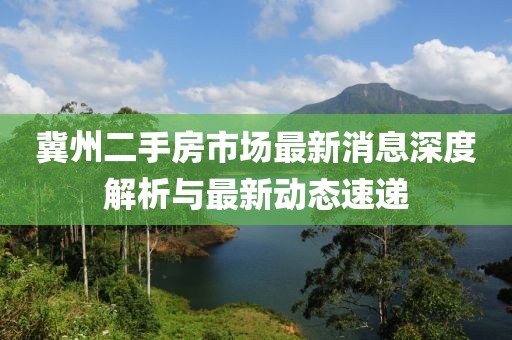 冀州二手房市场最新消息深度解析与最新动态速递