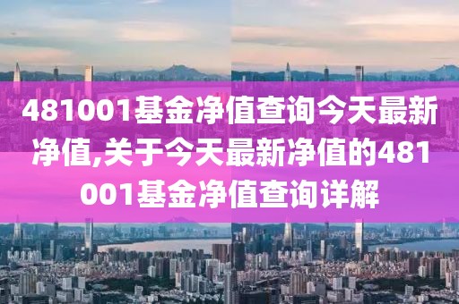 481001基金净值查询今天最新净值,关于今天最新净值的481001基金净值查询详解