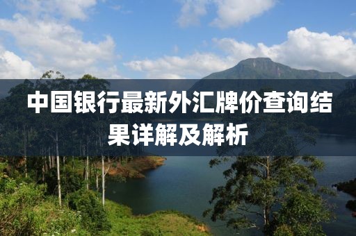 中国银行最新外汇牌价查询结果详解及解析