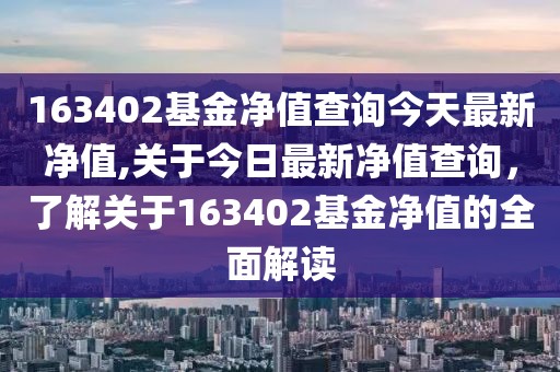 163402基金净值查询今天最新净值,关于今日最新净值查询，了解关于163402基金净值的全面解读